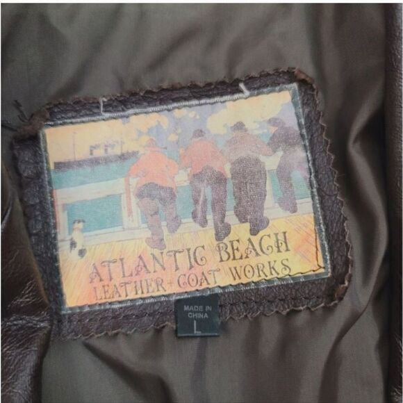 Vintage 80's Atlantic Beach Leather Trench Coat in Dark Chocolate Brown Large - Picture 7 of 10